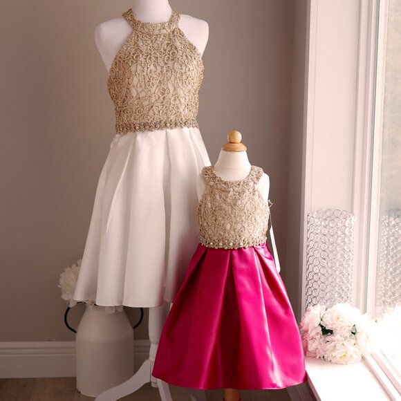 Formal Pink & Gold Dress Size 4 Flower Girl Recital Daddy/Daughter Dance NWT - Picture 6 of 7